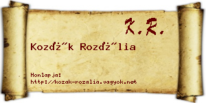 Kozák Rozália névjegykártya